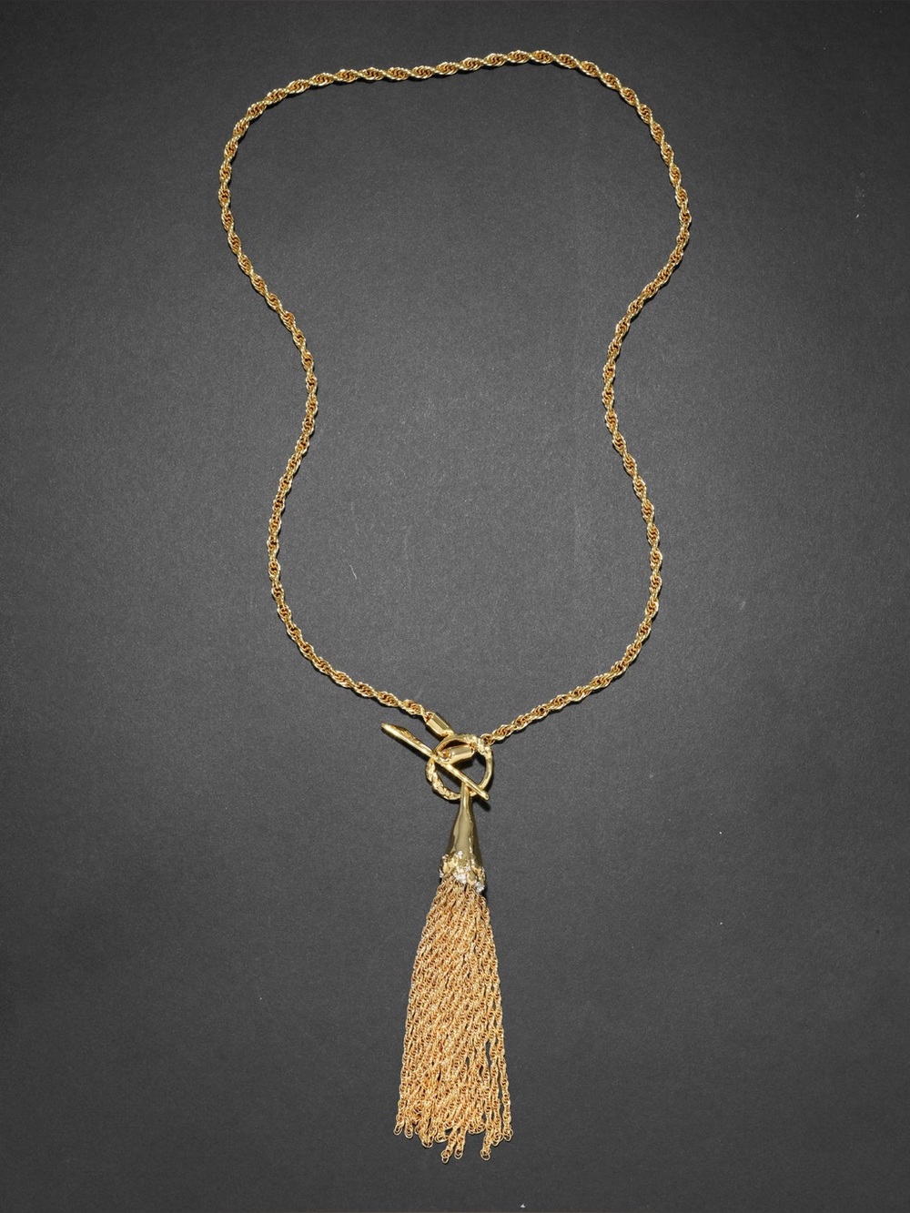 Alexis Bittar Brut Gold Long Tassel Necklace